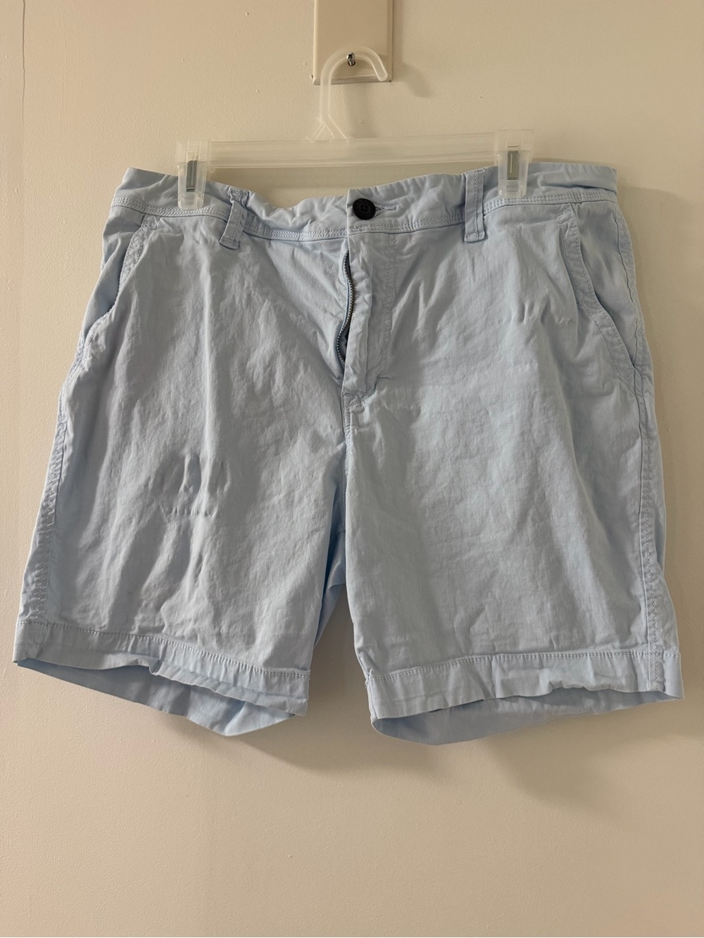 Men's‎ Sky Blue Flat Front Cotton Blend Shorts